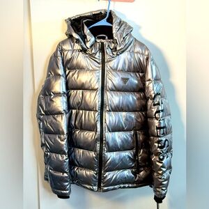 Guess jacket silver color, size XL